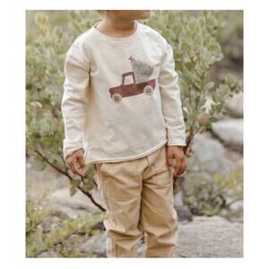 Rylee + Cru Baby Cream Truck Raw Edge Long Sleeve Tee Size 6-12 M